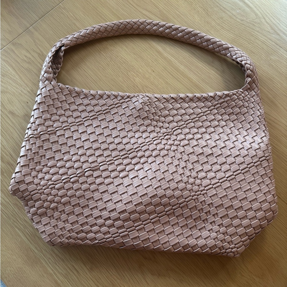 Anthropologie Braided Woven Hobo in Blush Pink